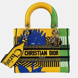 Dior Yellow Green Blue Canvas Lady D-Lite Shoulder Bag