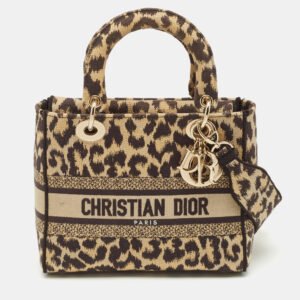 Dior Beige/Black Mizza Embroidered Canvas Medium Lady D-Lite Tote