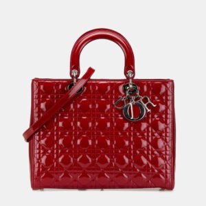 Dior Red Large Patent Cannage Lady Dior