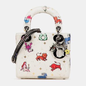 Dior White Calfskin Mini Pixel Zodiac Lady Dior