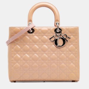 Dior Brown Large Patent Cannage Lady Dior