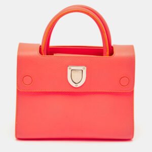 Dior Neon Orange Leather Mini Diorever Top Handle Bag