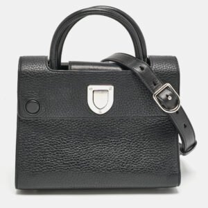 dior black leather mini diorever top handle bag