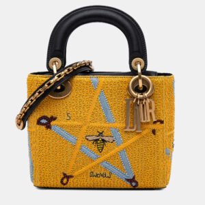 Dior Yellow Mini Embroidered Canvas Swords Lady Dior