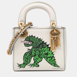 Dior White Limited Edition Niki De Saint Phalle Mini Calfskin Dragon Lady Dior