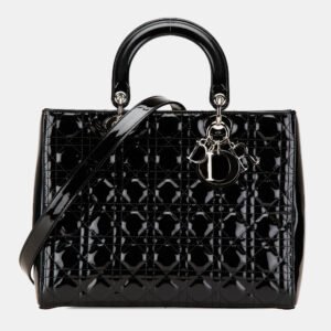 Dior Black Large Patent Cannage Lady Dior