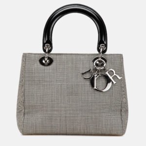 Dior Grey Medium Canvas Houndstooth Lady Dior
