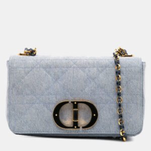 Dior Blue Medium Denim Macrocannage Caro Bag