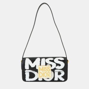 Christian Dior Black/White Calfskin Graffiti Printed Miss Dior Flap Bag