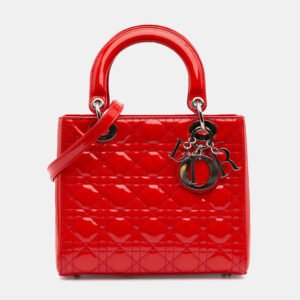 Dior Red Medium Patent Cannage Lady Dior