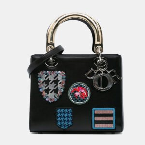 Dior Black Medium Calfskin Patch Embellished Lady Dior