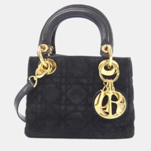 Dior Black Suede Lady Dior Mini Handbag
