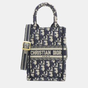 Dior Beige Oblique Mini Vertical Book Tote Bag