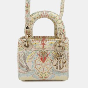 Dior Multicolor Leather Lady Dior Micro Top Handle Bag