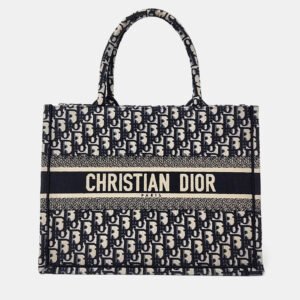 Dior Navy Blue Canvas Oblit Book Tote Bag 36