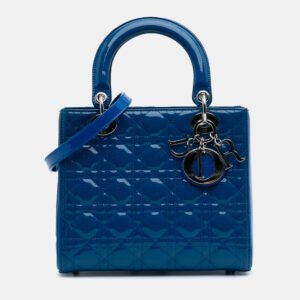 Dior Blue Medium Patent Cannage Lady Dior