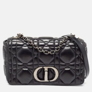 Dior Black Cannage Leather Medium Caro Shoulder Bag