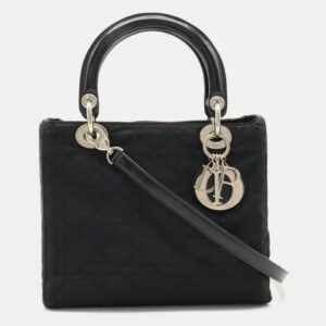 Dior Black Nylon Medium Lady Dior Tote Bag