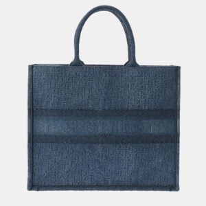 Dior Blue/Black Canvas Large Book Tote Bag