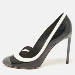 Dior Tricolo Leather and Python Leather Pointed Toe Pumps Size 42