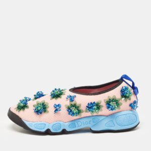 Dior Pink Mesh Fusion Crystal Embellished Slip On Sneakers Size 35.5