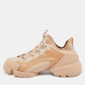 Dior Beige Neoprene and Rubber D-Connect Sneakers Size 38.5