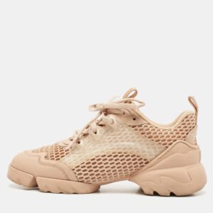 Dior Beige Fabric and Leather D-Connect Low Top Sneakers Size 37