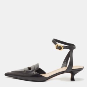 Dior Black Leather Keyhole Accent Slingback Pumps Size 36