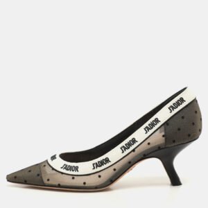 Dior Black/White Polka Dot Mesh and Fabric J'Adior Pumps Size 36.5
