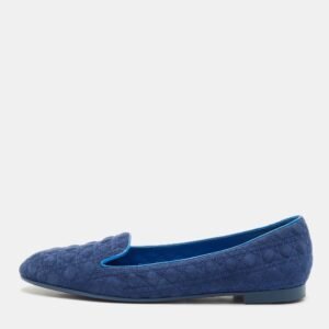 Dior Navy Blue Suede Cannage Smoking Slippers Size 40