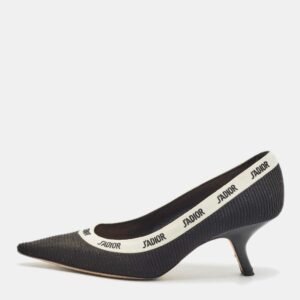 luxury-women-dior-used-shoes-p1152118-003 Dior Black Technical Fabric J'Adior Embroidered Pointed Toe Pumps Size 41