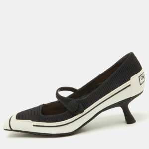 dior black/white fabric and rubber d-motion mary jane pumps size 36