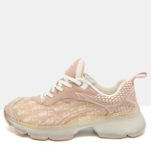 Dior Old Rose/White Oblique Leather and Rubber Vibe Sneakers Size 41