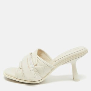 Dior Off White Quilted Leather Diorevolution Slide Sandals Size 37.5