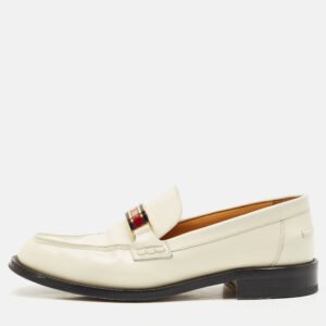 Dior Off White Brushed Leather Dior Code Slip On Loafers Size 41