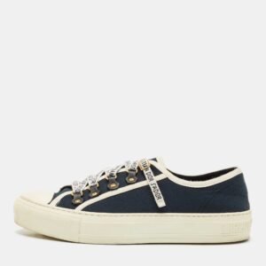 Dior Navy Blue Canvas Walk'n'Dior Low Top Sneakers Size 39