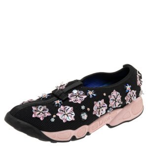 Dior Black/Pink Mesh Fusion Embellished Low-Top Sneakers Size 37