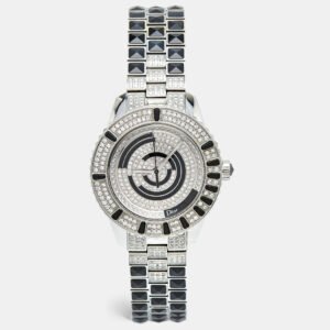 Dior Black Diamond Paved Stainless Steel Christal CD11311BM001 Women's Wristwatch 33 mm