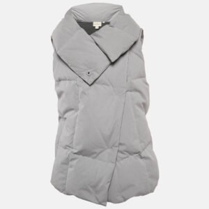Pure DKNY Grey Cotton Blend Quilted Down Vest M