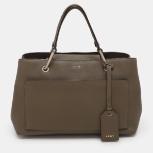 Dkny Khaki Green Leather Tote