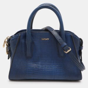 Dkny Blue Lizard Embossed Leather Chelsea Satchel