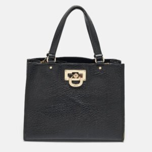 DKNY Black Grain Leather Beekman French Tote