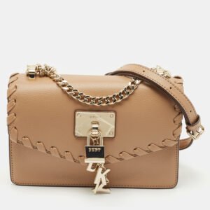 luxury-women-dkny-used-handbags-p1160081-008 DKNY Beige Leather Small Elissa Shoulder Bag