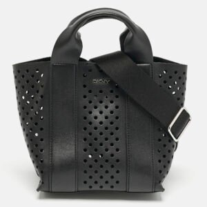 DKNY Black Faux Leather Mini Dakota Tote
