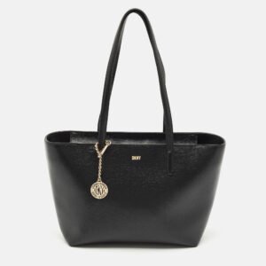 Dkny Black Leather Bryant Zip Tote