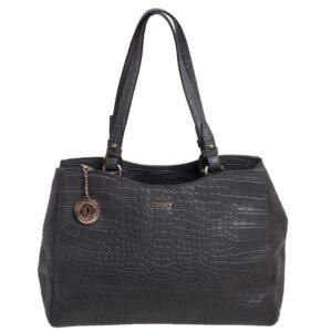 DKNY Grey Crocodile Embossed Leather Tote