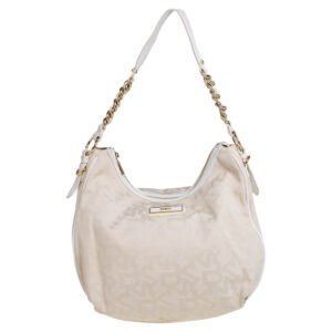 DKNY Cream Signature Canvas Hobo