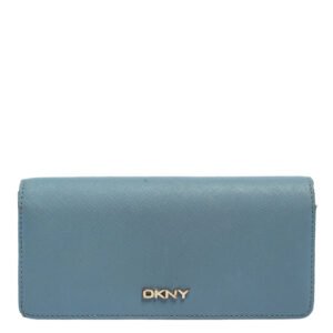 DKNY Blue/Beige Saffiano Leather Flap Continental Wallet