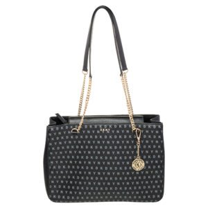 DKNY Black Signature Leather Chain Tote