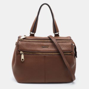 DKNY Brown Leather Top Zip Satchel